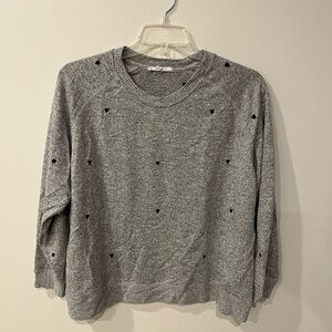 Workshop Republic Gray Knit Sweater with Tiny Black Heart Accents Size 1X